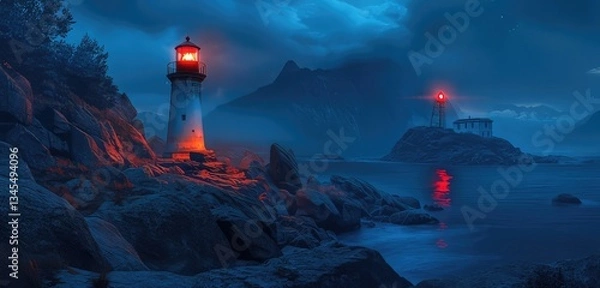 Obraz lighthouse at night