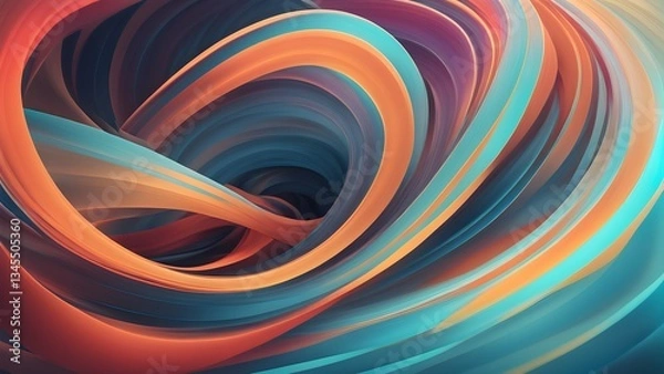 Fototapeta Abstract image featuring swirling teal orange curves creating a dynamic, energetic visual effect.