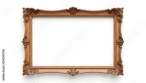 Fototapeta Empty Wooden Frame on a White Background, Ready for Custom Text or Artwork