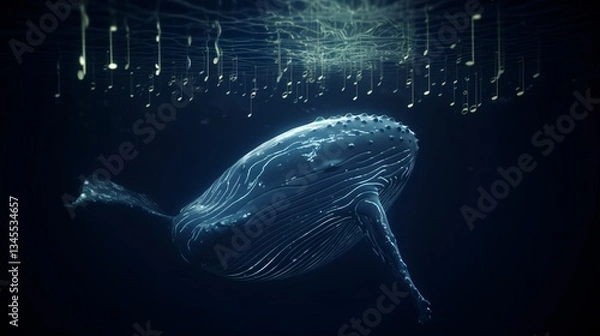 Fototapeta Enchanting Humpback Whale Symphony Underwater Elegance and Musical Harmony