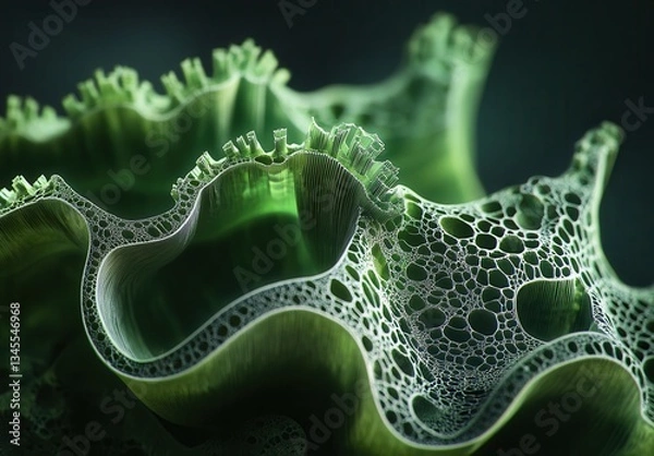 Fototapeta Close-up of intricate green abstract organic structure.