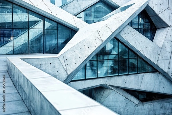 Fototapeta Modern Industrial Design Element with Sharp Lines and Geometric Shapes in Interior or Exterior Setting, Emphasizing Innovation and Sophistication