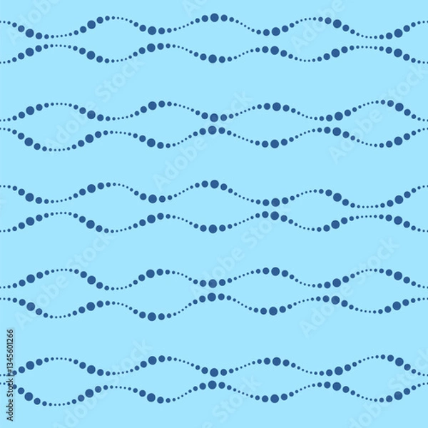 Obraz Vector seamless color pattern. Blue dotted waves. Wavy seamless color vector background. Repeating vector pattern.