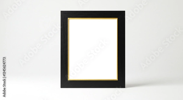 Fototapeta Gold and black frame, Rectangle vintage or retro frame isolated, picture empty frame and border line, Certificates. 
