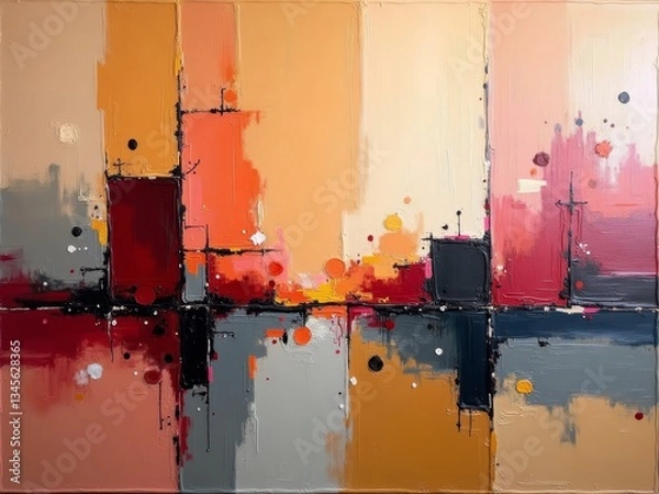 Fototapeta Abstract expressionist art, featuring bold colors and dynamic brushstrokes