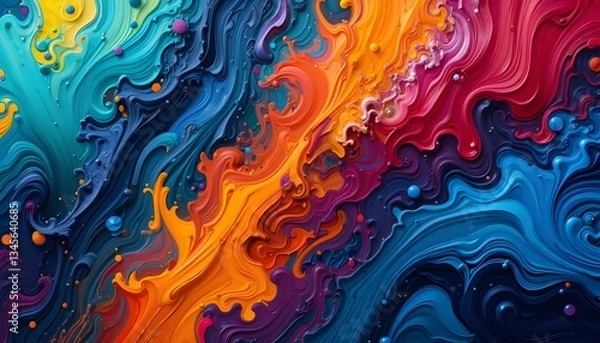 Fototapeta Expressive Brush Strokes: Bold and Colorful Abstract Art Background