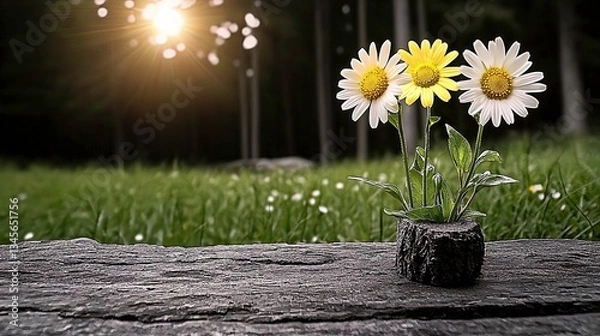 Obraz Flowers on rustic wood