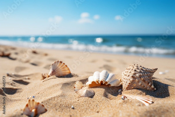 Fototapeta captivating charm of immaculate beach sand, displaying delicate particles, radiant tones, and an alluring expanse of sandy shores that irresistibly beckon individuals to seaside