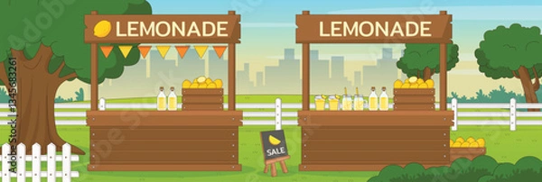 Fototapeta Cute and nice design of Lemonade stand and interior objects vector design