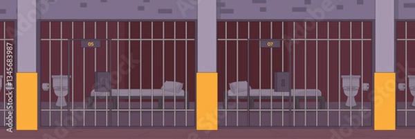 Fototapeta Cute and nice design of Prison and interior objects vector design