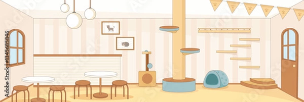Fototapeta Cute and nice design of Pet cafe interior objects vector design