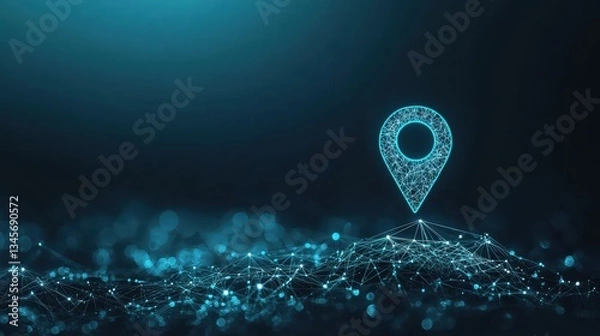 Obraz Location GPS Icon A satellite icon transmitting signals, symbolizing GPS technology, abstract background.