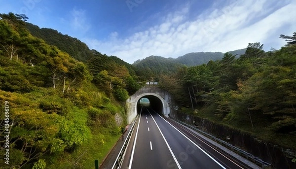 Fototapeta 高速道路をくぐるトンネル