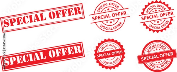 Obraz special offer red  rubber stamp  label isolated on transparent background