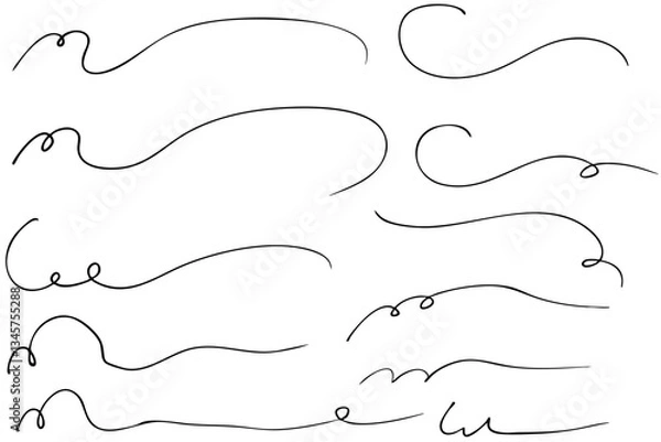 Fototapeta 手描きの文字の下の線　アンダーラインセット　ベクター