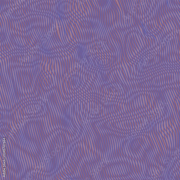 Fototapeta Wavy lined purple colors geometric pattern with optical moire effect. Psychedelic wallpaper. Digital screen effect make in overlay background. Vector