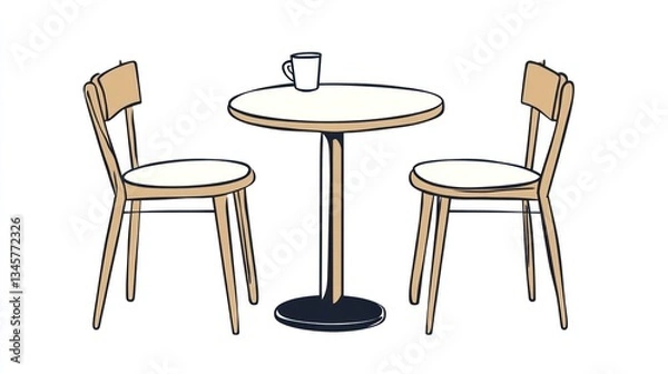 Fototapeta Simple cafe table and chairs illustration