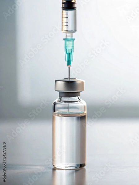 Obraz Syringe with Needle Preparing to Extract Liquid from a Pharmaceutical Vial