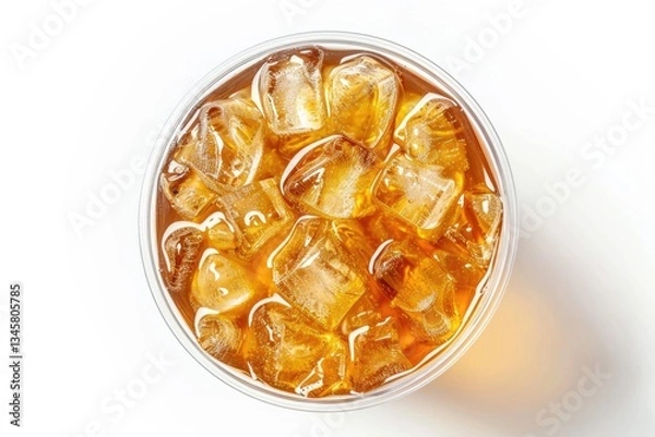 Fototapeta Ice Tea in Takeaway Cup or Glass From Top Isolated on White Background Including Clipping Path