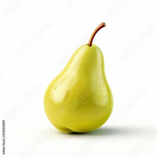 Fototapeta an AI Image Generator, Fresh Green Pear Isolated with Water Droplets