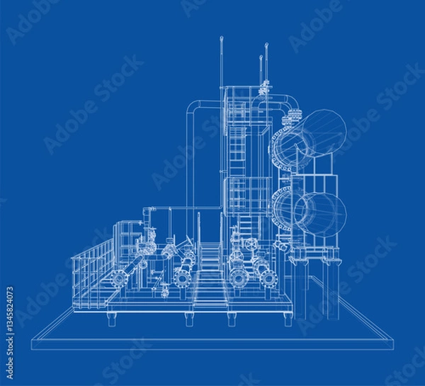 Obraz Petroleum heater exchanger. Vector rendering of 3d