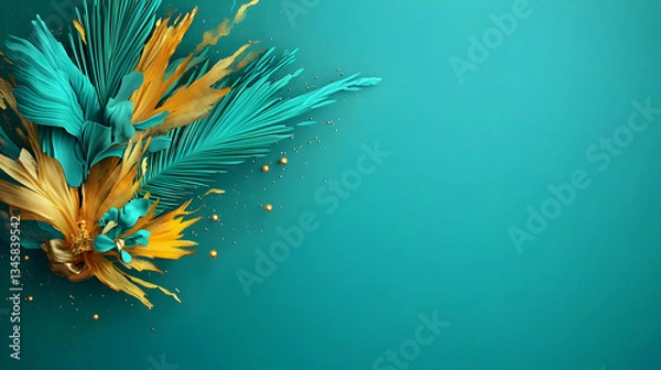 Fototapeta Abstract Decorative Design with Teal and Gold Elements