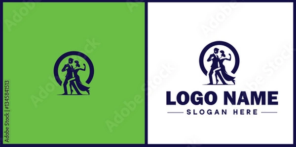 Fototapeta Tango Dance Studio icon Tango academy Tango school Tango center flat logo sign symbol editable vector