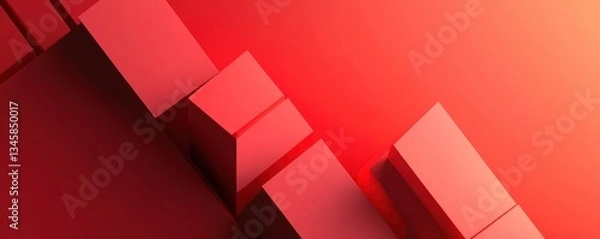 Fototapeta Simplistic red upward arrow graph, isolated, representing a rising financial trend in a straightforward cutout design.