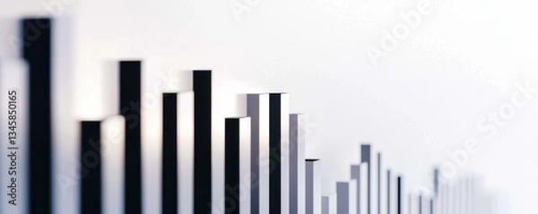 Fototapeta Sleek bar graph capturing a significant rise in stock values against a minimalist white backdrop, designed for modern financial presentations.