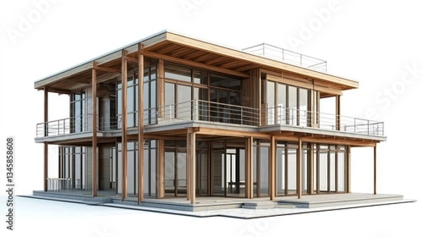 Fototapeta A modern architectural design of a large two story building