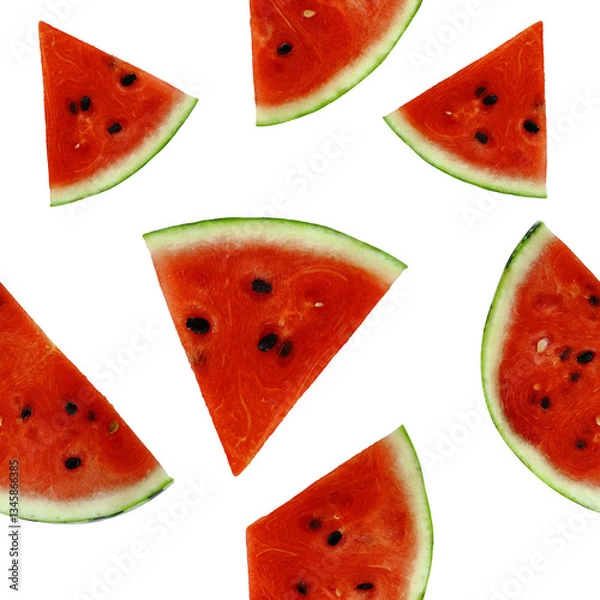 Fototapeta slice watermelon seamless pattern on transparent background for wallpaper and decoration