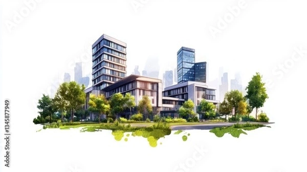 Fototapeta Modern University Campus Design with Contemporary Architecture