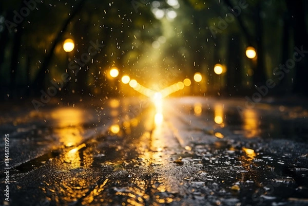 Obraz torrential downpour unleashes its mighty power, with sheets of water blurring line between earth and sky, creating a mystical ambiance