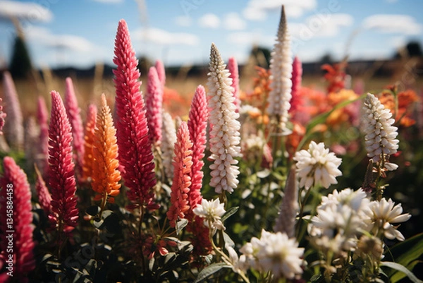 Obraz untamed expanse of natural field bursts with an explosion of vibrant plant life, each species adding its own unique touch to these sprawling open spaces