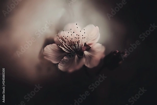 Fototapeta Pink Blossom for Dark Background, Close-Up.