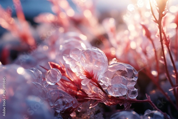 Obraz vibrant photograph encapsulates breathtaking juxtaposition of seasons, intricacies of ice crystals, and serene metamorphosis of natural world
