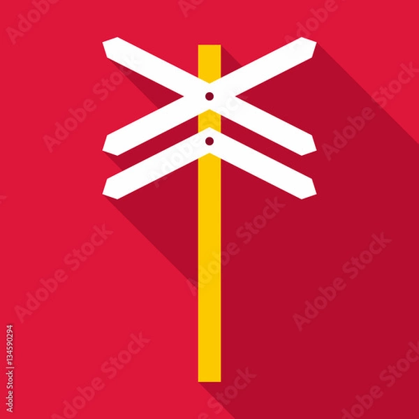 Fototapeta Railroad crossing sign icon, flat style
