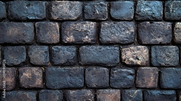 Fototapeta Dark Stone Cobblestone Pavement Texture Background