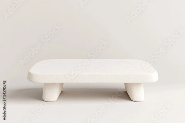 Fototapeta Simple, rectangular, off-white, low, pedestal, display, tray