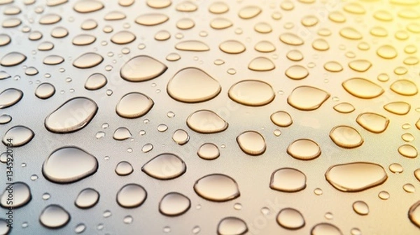 Fototapeta Array Of Small And Large Droplets On A Soft Surface.