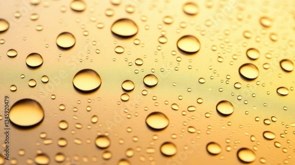 Fototapeta Harmonious Liquid Drops Pattern On A Golden Backdrop