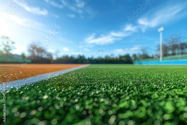 Fototapeta Pixel Perfect Picture of Field Hockey Pitch on a Sunny Day