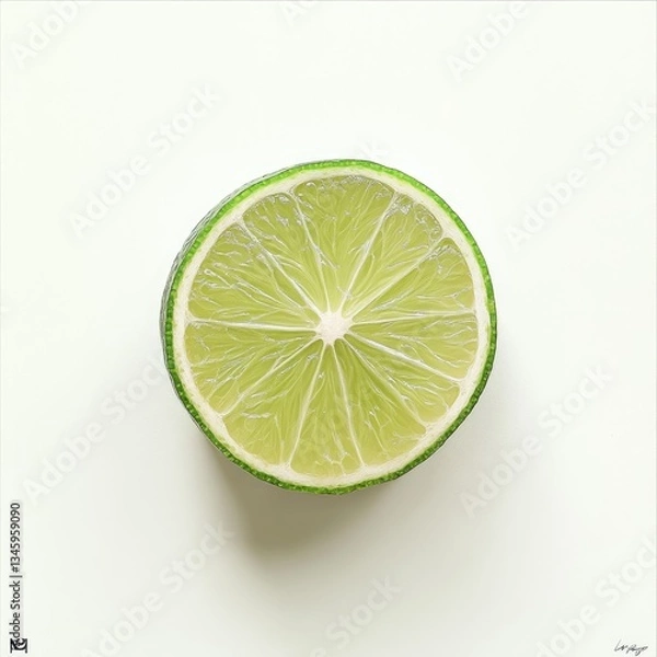Fototapeta Lime slice, vibrant green,  fresh citrus,  precisely cut,  delicious fruit
