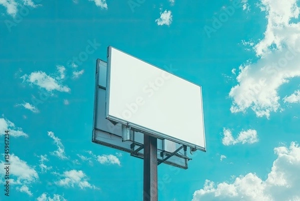 Fototapeta High Definition Image of Blank Shop Sign Against Blue Sky