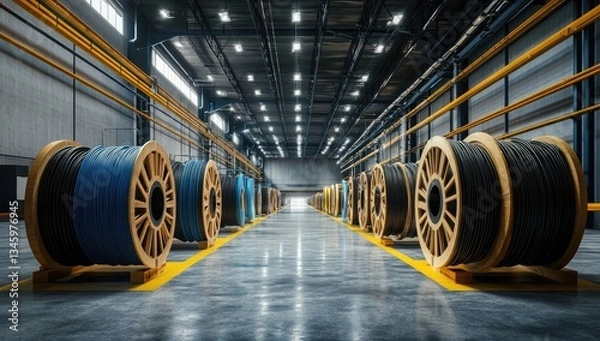 Fototapeta Industrial cable warehouse interior
