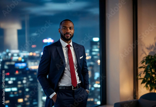 Fototapeta "Corporate Visionary: A Man in Command of the Future"

