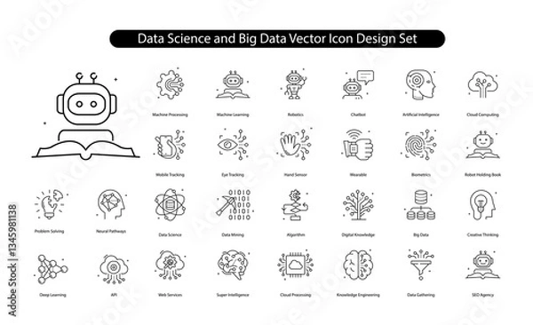 Obraz Data Science and Big Data Analytics Vector Icon Design with Editable stroke