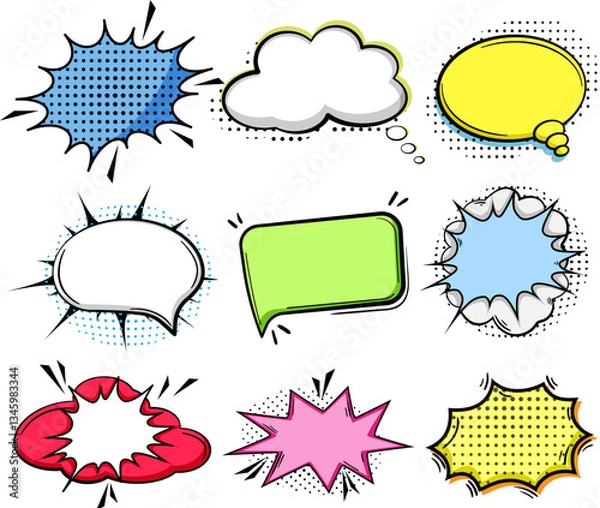 Fototapeta comic speech bubble set cartoon vector illustration
