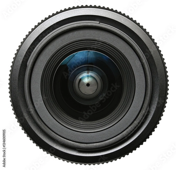 Fototapeta Front view of optical camera lens isolated on a transparent background. PNG.