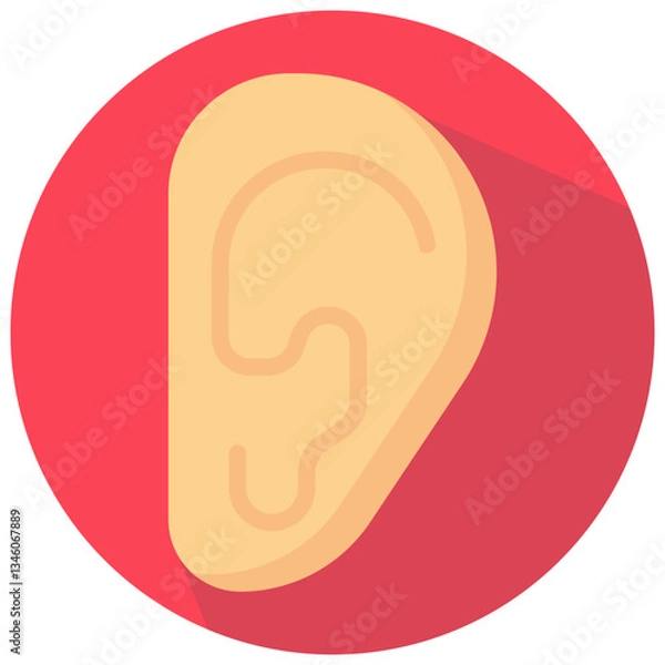 Obraz ear vector round flat icon